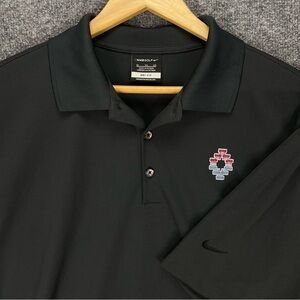Nike Golf Polo Shirt Mens XL Dark Gray Dri Fit Aztec Logo Embroidery Performance